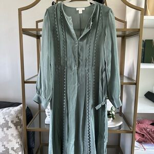 Intropia olive long sleeve dress